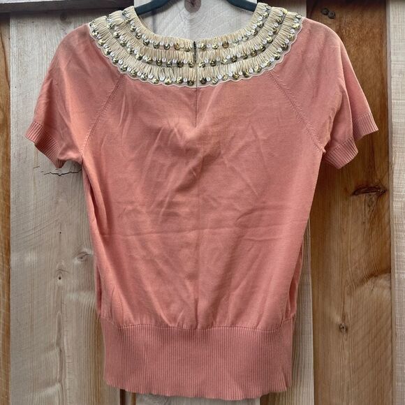 Tory Burch Daisy Embellished-Neck Sweater, Nectar - Picture 3 of 5